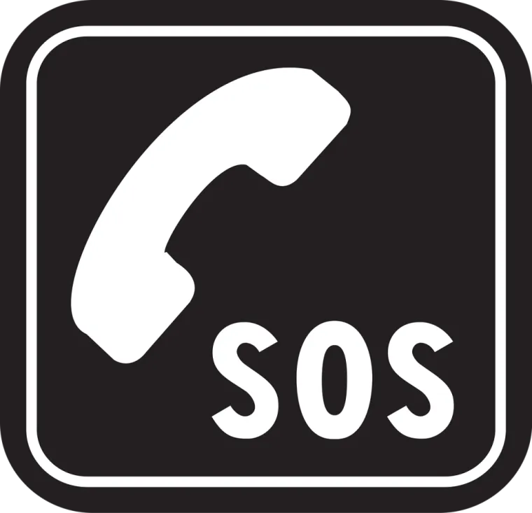 Image panneau SOS avec un téléphone