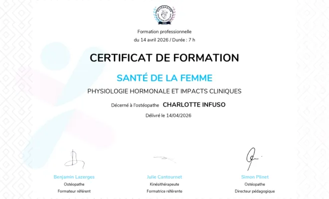 Diplôme Santé de la femme, CI Ostéopathie, ostéopathe à Civrieux en Dombes, ostéopathe à Neuville sur saône, ostéopathe à Trévoux, ostéopathe à Miribel